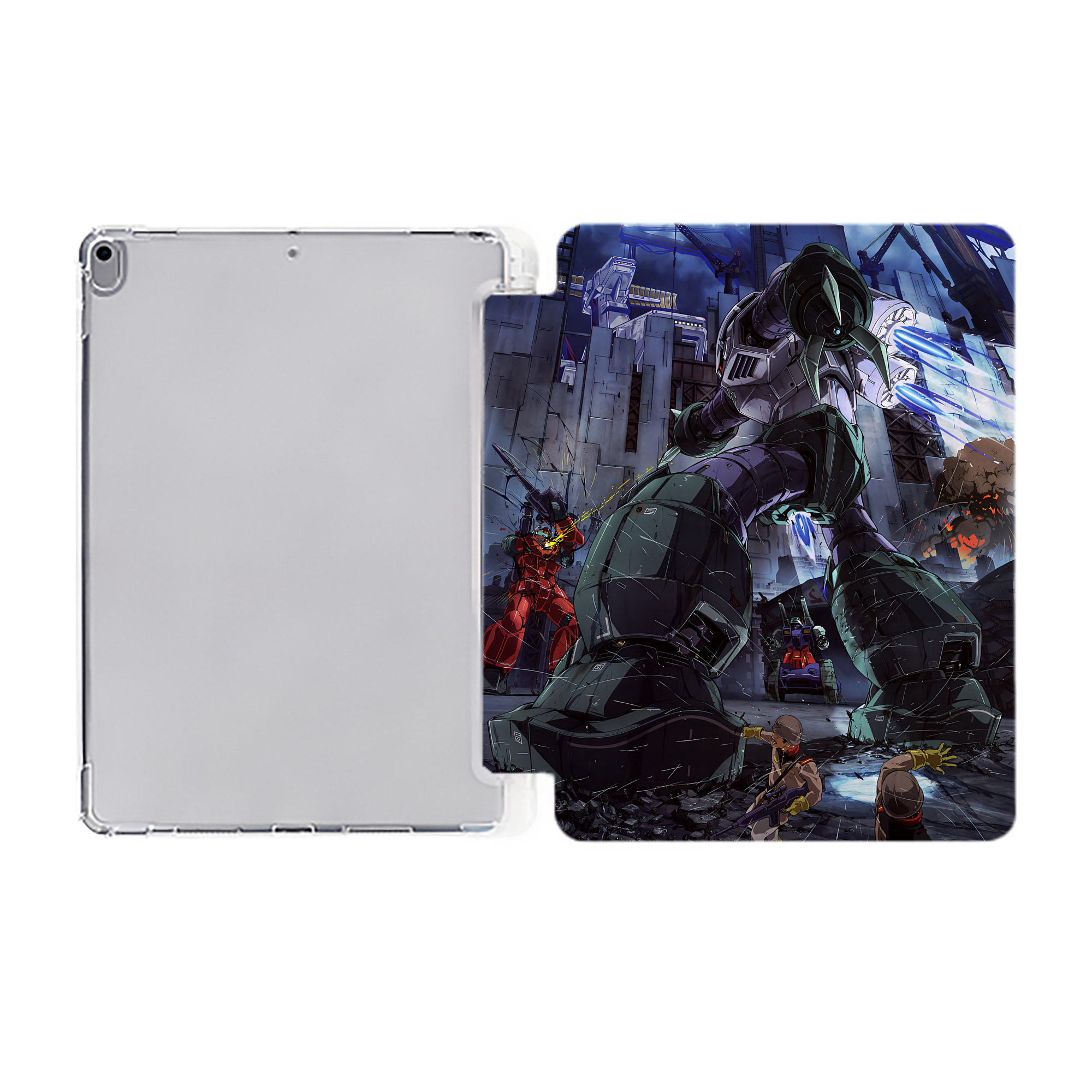 （画像用） 機動戦士ガンダム Mobile Suit Gundam IPad ケース ペン収納付き 三つ折りスタンド PUレザー×シリコン 対応機種9.5/10.5/10.9インチ